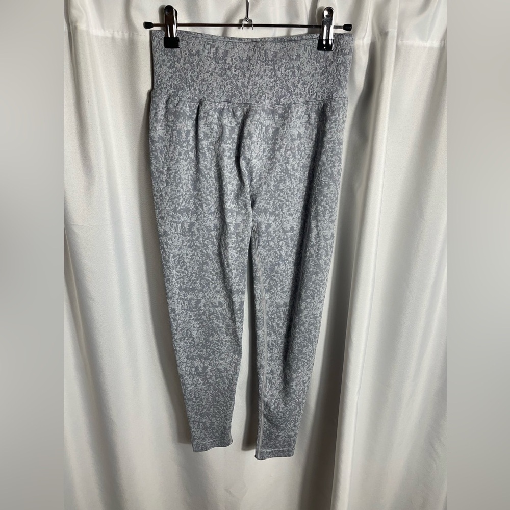 Knit Stretch Womens Size M Gray Patterned  Gym Workout Yoga Casual Leggings